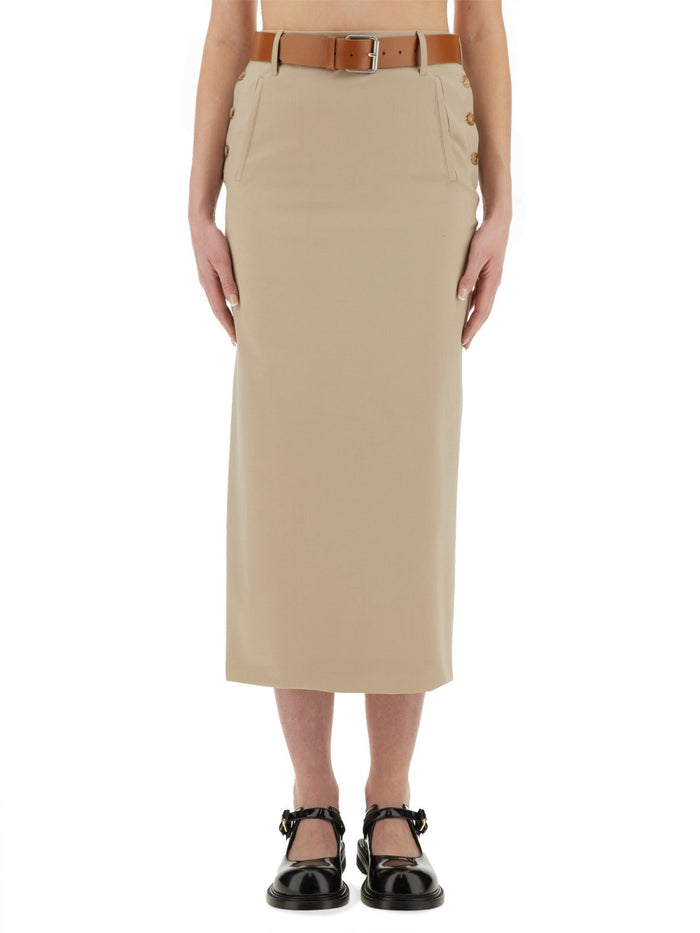 Moschino Couture Tailored Twist Long Skirt