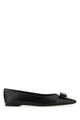 Ferragamo Black Leather Zea Ballerinas