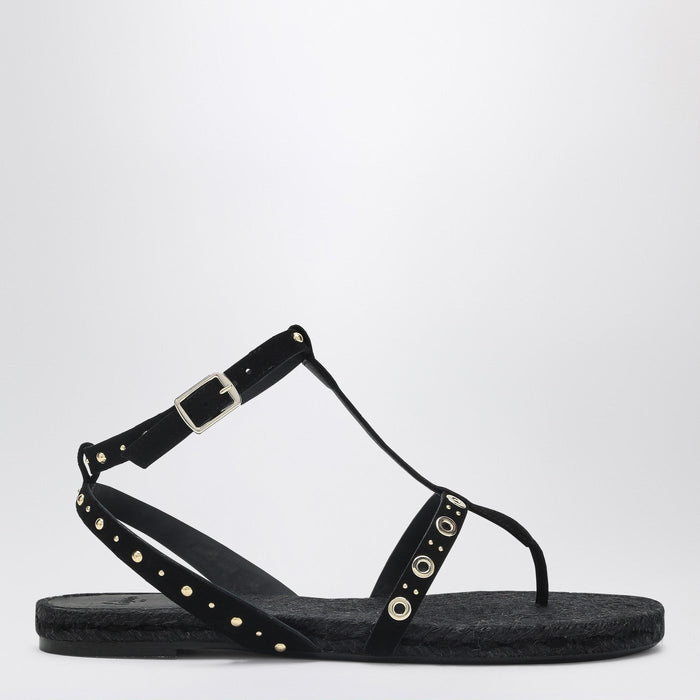 Castañer Low-Heeled Black Pati With Studs