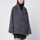 Calvin Klein Grey Double-Breasted Houndstooth Coat
