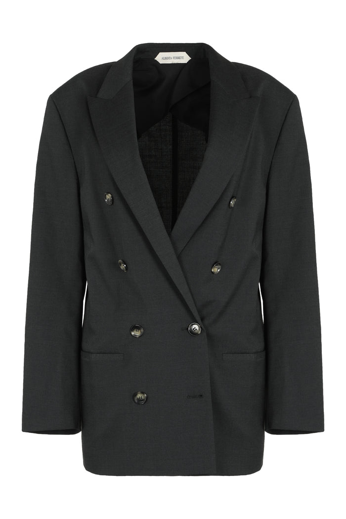 Alberta Ferreti Double-Breasted Blazer In Wool Blend