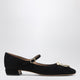Ferragamo Black Gancini Heeled Ballerina In Suede