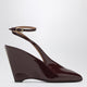 Ferragamo Peep Toe Wedge Sandals In Bordeaux
