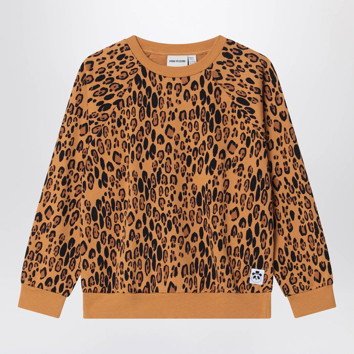 Mini Rodini Organic Cotton Leopard Print Crewneck Sweatshirt