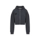Pangaia Black Cropped Zip Up Cotton Hoodie