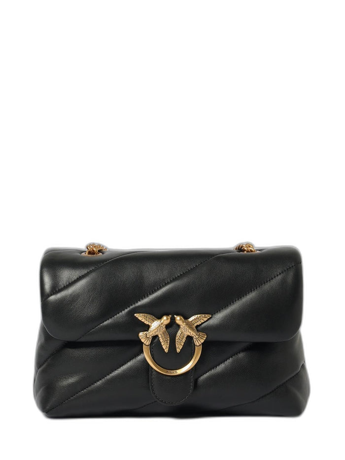 Pinko Nero Oro Chain Shoulder Bag