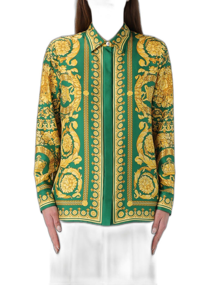 Versace Formal Shirt Twill Silk Fabric With "Baroque Heritage" Print