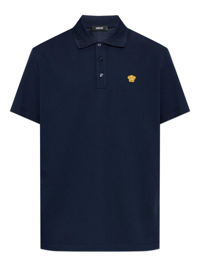 Versace Embroidered Cotton Piqué Polo