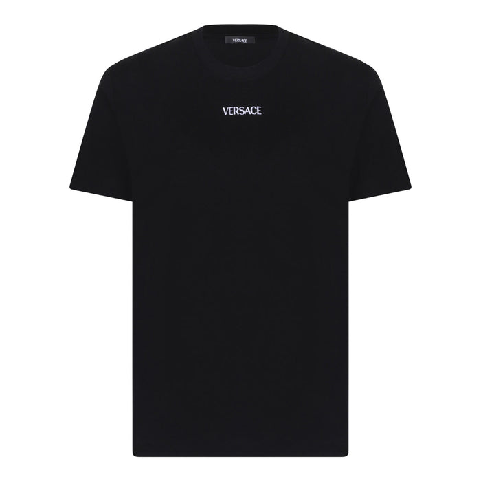 Versace Writing Embroidery T-Shirt - - Cotton - Black