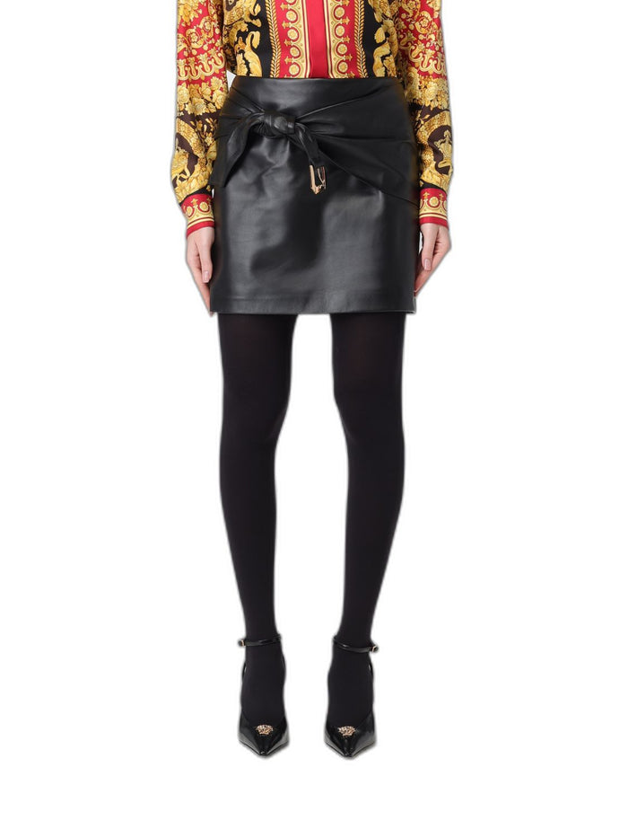 Versace Black Leather Mini Skirt