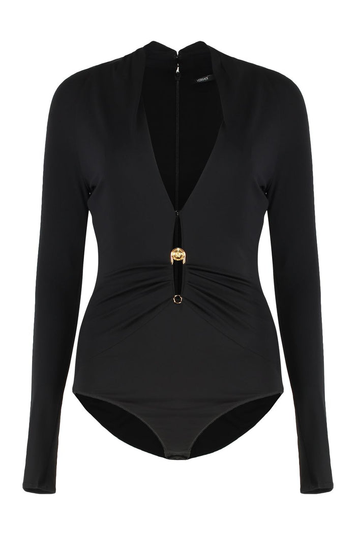 Versace Safety Pin Draped Bodysuit