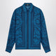 Versace Slimfit Printed Silk Twill Shirt In Blue