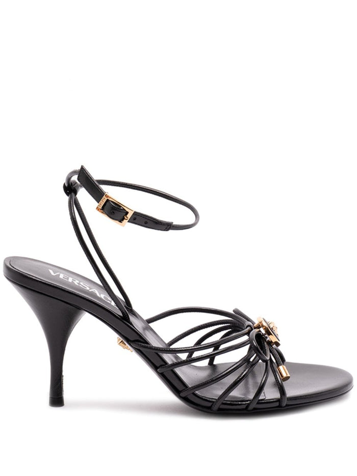 Versace Black Goat Leather Lamb Skin Calf Leather Heels