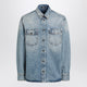 Versace Light Blue Stone-Washed Denim Shirt With Studs
