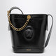Versace Black Leather Bucket Bag