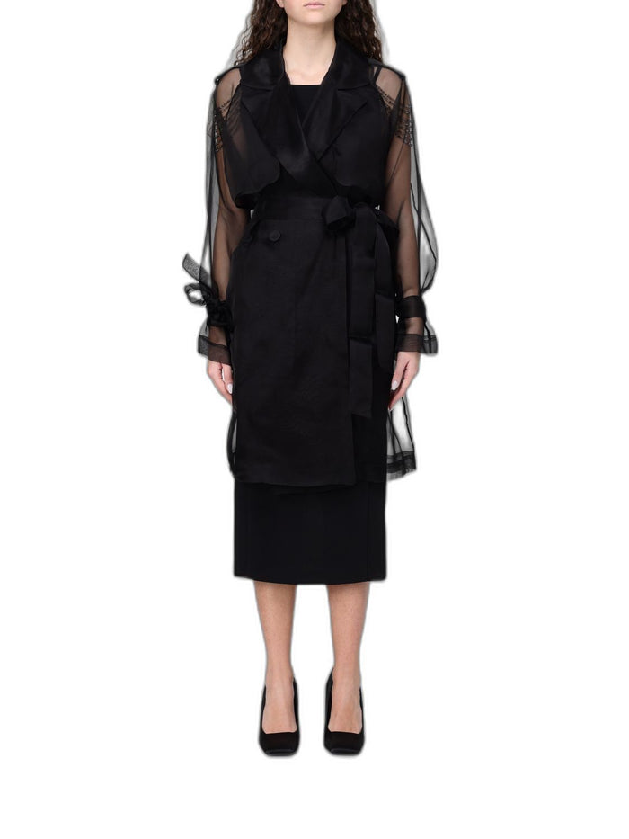 Pinko Black Belted Sheer Coat