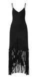 Pinko Black Fringe Detail Spaghetti Dress