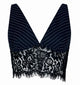 Pinko Blue Pinstripe Floral Lace Top