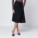 Dries Van Noten Navy Blue Draped Skirt With Brooch