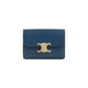 Celine Teal Blue Calf Leather Card Holder With Flap