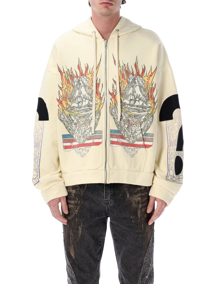 Who Decides War Who Decides War Graphic Cotton Zip Hoodie In Ivory