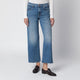 Mother Mid Rise Maven Flood Jeans In Medium Blue Denim