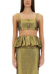 Self-Portrait Metallic Jacquard Crop Top