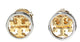 Tory Burch Gold Silver Tone Logo Round Earrings