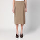 Victoria Beckham Sand-Coloured Pinstriped Wrap Skirt
