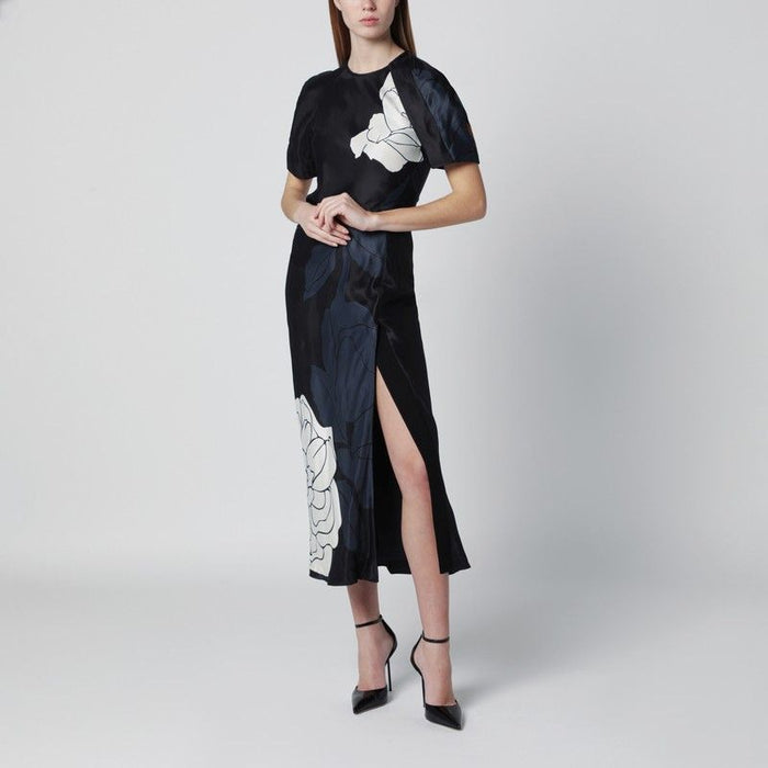 Victoria Beckham Eve Floral Satin Midi Dress