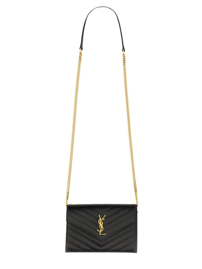 Saint Laurent "Envelope Cassandre" Wallet With Chain
