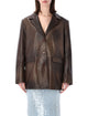 Rotate Birgerchristensen Rotate Oversized Leather Blazer Jacket