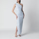 Rotate One-Shoulder Draped Maxi Dress In Plein Air Blue