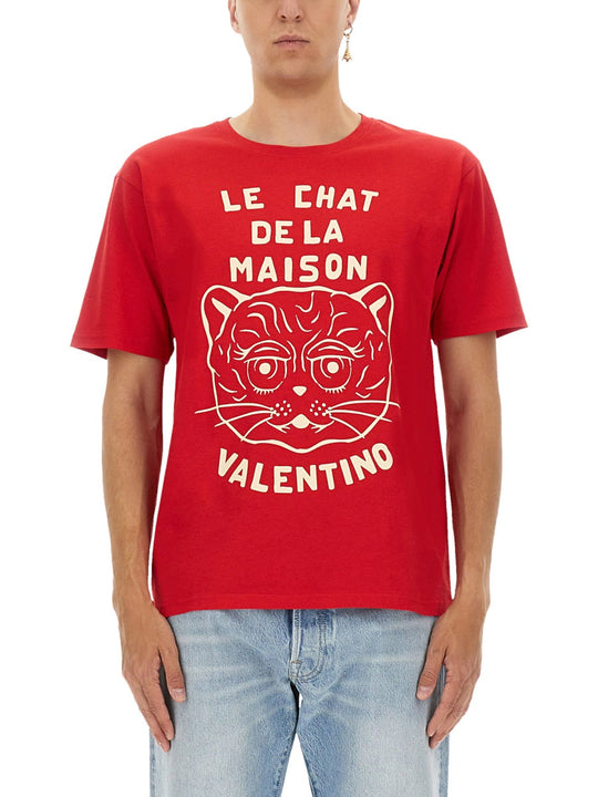 Valentino T-Shirt With "Chat De La Maison" Print