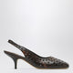 Dries Van Noten Brown Aged Leather Perforated Slingback Shoes