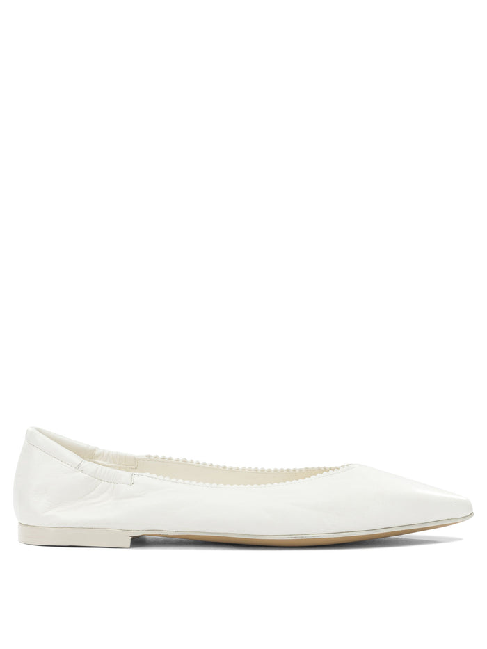 Pomme D'or White Leather Leatehr Rubber Ballerinas