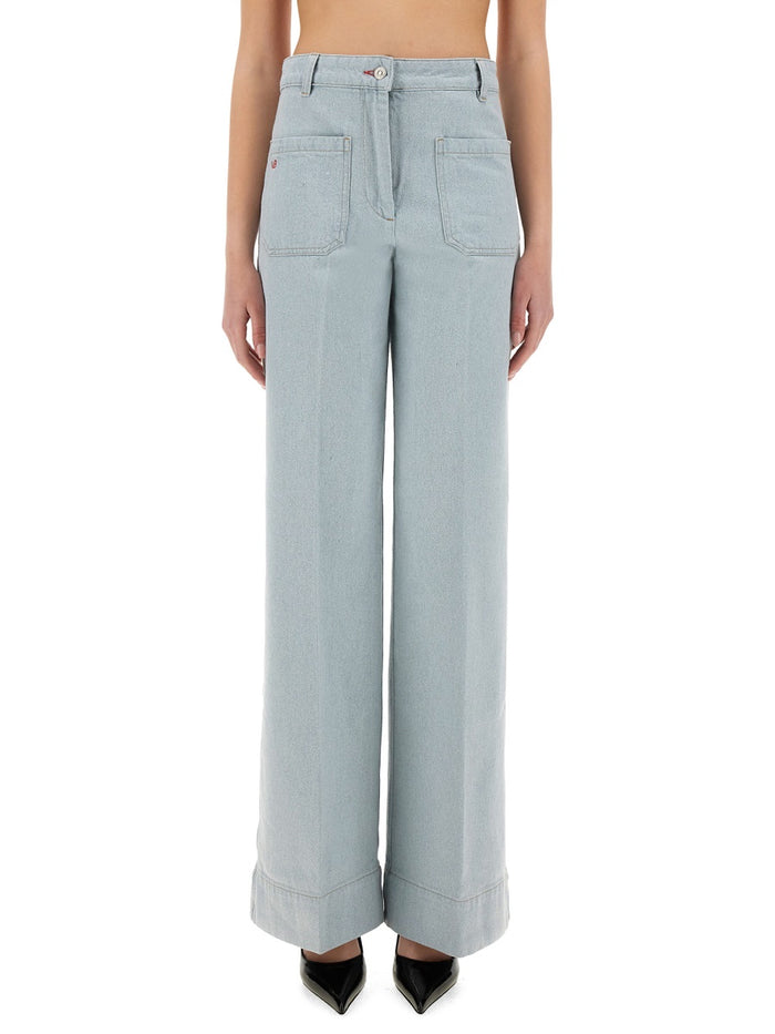 Victoria Beckham Blue Cotton Jeans