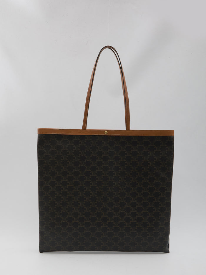 Celine Black Triomphe Textile Large Flat Shopper Handbag