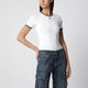 Courrèges White/Brown Cotton T-Shirt With Contrast Crew Neck