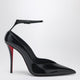 Christian Louboutin Black Patent Leather Erozee Pumps With Ankle Strap
