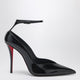 Christian Louboutin Black Patent Leather Erozee Pumps With Ankle Strap