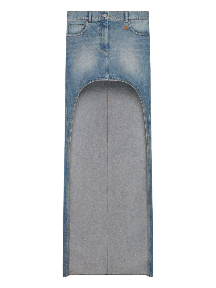 Courregès Button-Fastened Long Skirt With Cut-Out Design