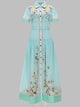 Self-Portrait Abito Midi In Organza Con Stampa Floreale