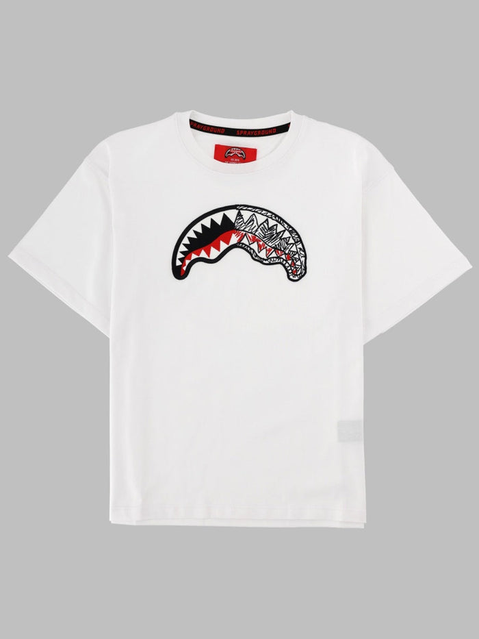 Sprayground Sketch Shark White Over T-Shirt
