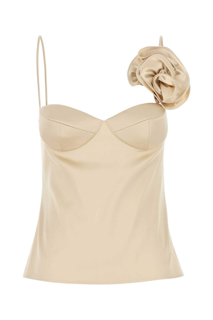 Magda Butrym Beige Stretch Satin Top
