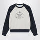 Prada Natural/Navy Blue Cotton Crewneck Sweatshirt