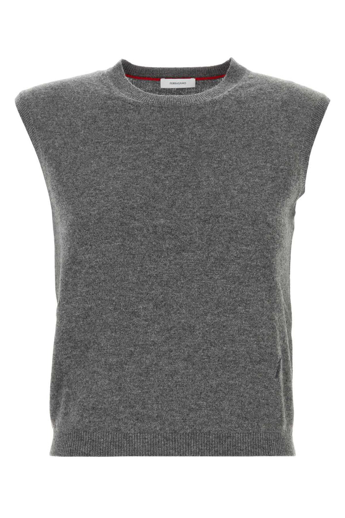 Ferragamo Grey Stretch Cashmere Blend Vest