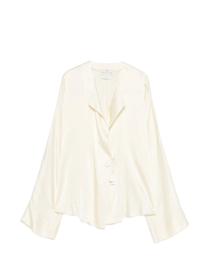 Forte Forte Yogurt Shiny Stretch Silk Shirt