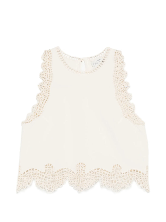 Forte Forte Avorio Lunamaris Embroidery Popline Top