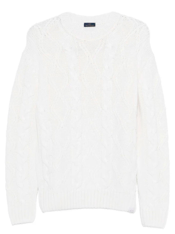 Paul & Shark Cable Knit Crewneck Wool Sweater